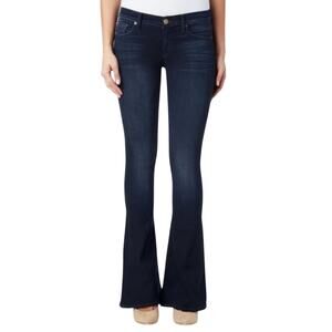 Hudson Dark Wash Angel Flare Low-Rise Slight Whiskering 5 Pocket Denim Jean 26